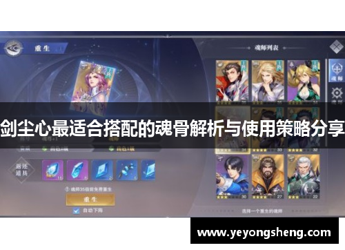 剑尘心最适合搭配的魂骨解析与使用策略分享